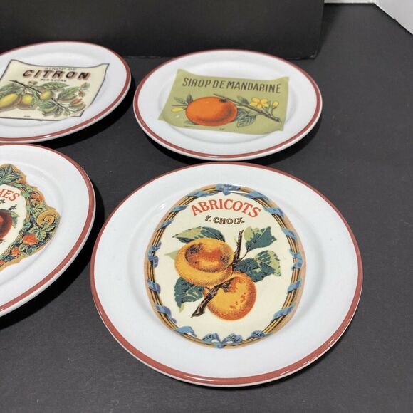 Williams Sonoma Roseanna Canape Plates (6) Fruit Design Tidbit Appetizer Display - Picture 4 of 7